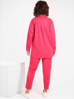 Малиновый костюм женский брючный с рубашкой plus size - Almond фото 6