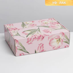 Коробка подарочная складная, упаковка, «Цветы», УФ-лак, 30.5×22×9.5 см