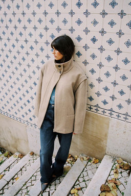 CROPPED WOOL COAT WITH HIGH NECK - Zara фото 3