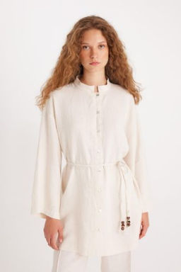 Manuka x DeFacto Keten Uzun Kollu Basic Duz Tunik