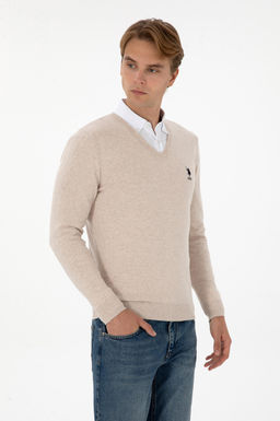 Erkek Slim Fit V Yaka Ta_ Melanj Basic Kazak - U.s. polo assn фото 3