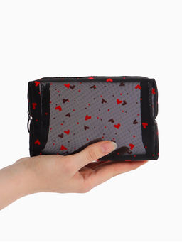 Косметичка дор Сердца, сетка 18*7,5*10, отд на молнии, черный