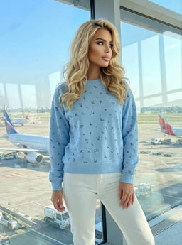 K13323 Свитшот (плотный хлопок) ГОЛУБОЙ