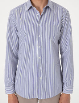 Mavi Slim Fit _izgili Uzun Kollu G_mlek