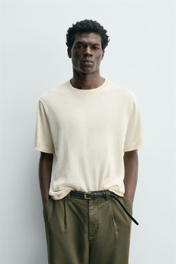 CAMISETA PUNTO LIGERO ALGOD?N / Blanco roto - Zara фото 2