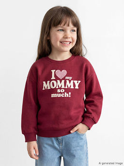 Bisiklet Yaka Bask?l? K?z ?ocuk Sweatshirt