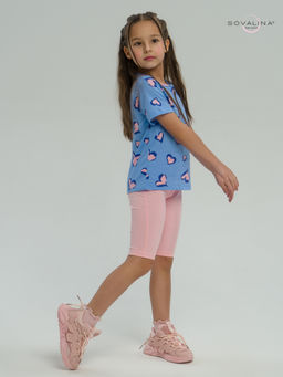 Костюм Актив розовые сердечки на голубом-розовый - Sovalina фото 17