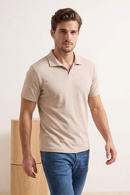 Ta_ Regular/Normal Kesim Yumu_ak Dokulu _nterlok Polo Yaka T-shirt TMNSS26PO00034
