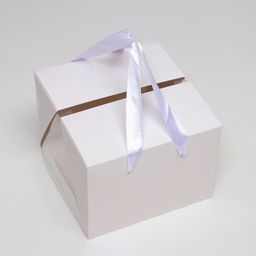 Коробка под бенто-торт с ленточками, белая, 18×18×14 см