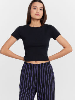 Пижама женская черная в фиолетовую полоску черный +фиолетовая полоска на черном 592588 - Mark formelle фото 7