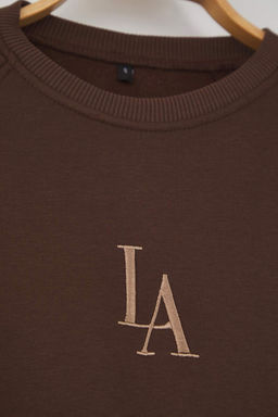 Kahverengi Bisiklet Yaka Regular Fit Nak?sl? Kal?n Ici Polarl? Orme Sweatshirt TWOAW24SW00199
