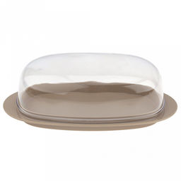 Масленка пластмассовая "Кристалл" 19х10х6см, прозрачная крышка, латте (Россия)