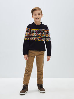 Bisiklet Yaka Desenli Uzun Kollu Erkek ?ocuk Triko Kazak - Waikiki фото 2