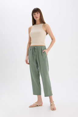 Straight Fit Cift Cepli Yuksek Bel Duz Paca Modal Kumas Pantolon - Defacto фото 2
