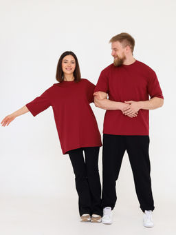 Футболка овер unisex, бордо - Inzibe фото 2