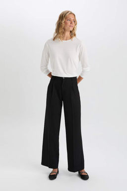 Женская обычная посадка с круглым вырезом, базовая простая повседневная футболка с длинными рукавами - Defacto фото 2