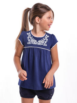 Футболка для девочки	 UD 1683 т.синий - Mini maxi фото 4