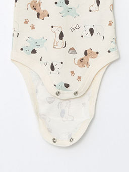 Bisiklet Yaka Bask?l? Erkek Bebek ??t??tl? Bodysuit 3l?