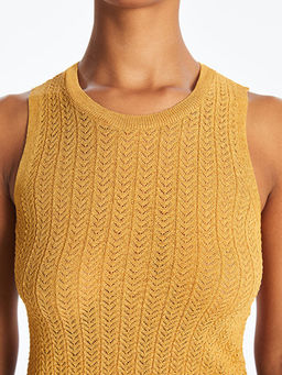 Bisiklet Yaka Kendinden Desenli Kad?n Triko Atlet