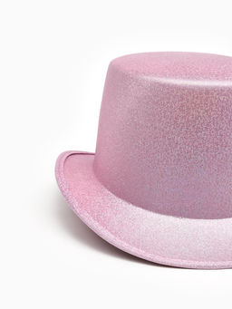 Карнавальная шляпа "Цилиндр" розовая с блёстками р-р 56-58
