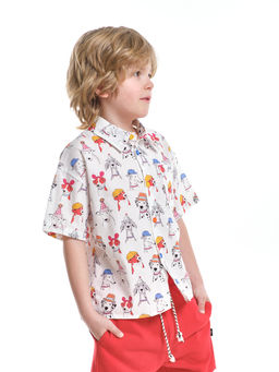 Рубашка цветная для мальчика 33-58760 белый/цветной - Mini maxi фото 5