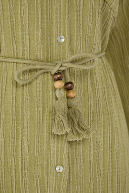 TRENDYOLMILLA Ekru Mini Dokuma Puskullu Flaml? Pamuk Plaj Elbisesi TBESS25EL00011  фото 9