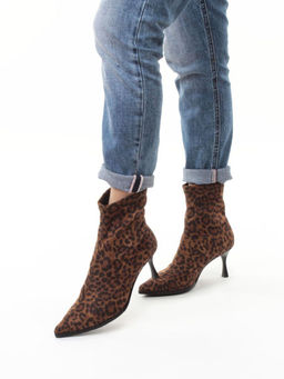 01-H26B-42PC BROWN LEOPARD Ботильоны демисезонные женские (велюр) - Фабричный китай фото 16