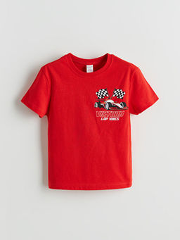 Bisiklet Yaka Bask?l? Erkek ?ocuk Ti??rt