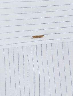 Блузка свободного силуэта в тонкую полоску из эластичного хлопка с добавлением льна - Vilatte фото 8