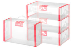 Набор 4 коробок для хранения женской обуви 30*18*10 см Красная кайма складные, с ручкой.. - El casa фото 3