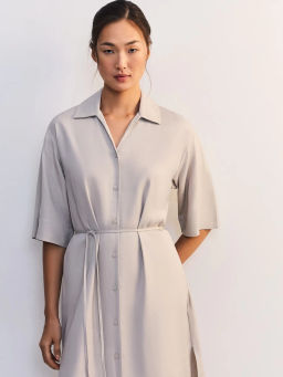 Льняное платье-рубашка с поясом ZR2605012904-36 / Zarina