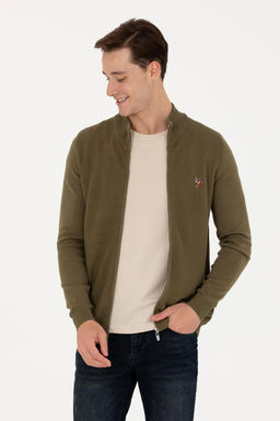 U. S. Polo Assn / Мужской базовый трикотажный кардиган цвета хаки - U.s. polo assn фото 13