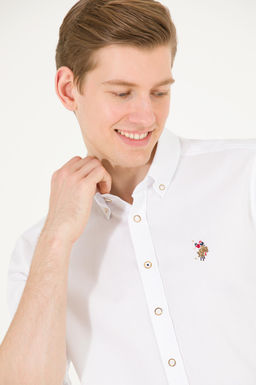 U. S. Polo Assn Мужская белая базовая рубашка с длинным рукавом - U.s. polo assn фото 2