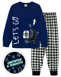 Пижама для мальчика 92228 салатовый/черная клетка 870 Lets go - Let's go фото 2