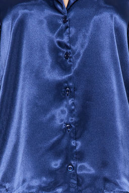 Lacivert Saten Gomlek-Pantolon Dokuma Pijama Tak?m? THMAW24PT00026 - Trendyolmilla фото 6