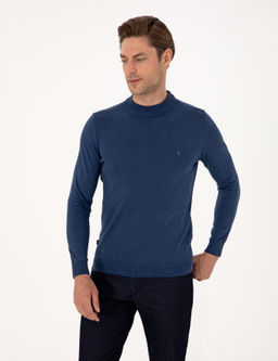 _ndigo Melanj Slim Fit _eyrek Yaka Basic Triko Kazak