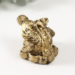 Нэцкэ фигурка полистоун «Денежная жаба с монетой и жезлом Жуи», под бронзу, 5×6×4.5 см