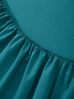 Простыня на резинке из поплина гладкокрашеного - Темно-бирюзовый 160х200х25