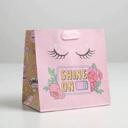 Пакет крафтовый квадратный Shine on, 14 14 9 см