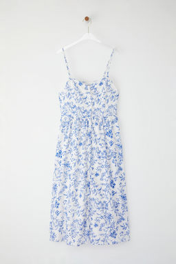 TRENDYOLMILLA Ekru Cicekli A Kesim Astarl? Midi Dokuma Elbise TWOSS25EL00524  фото 9