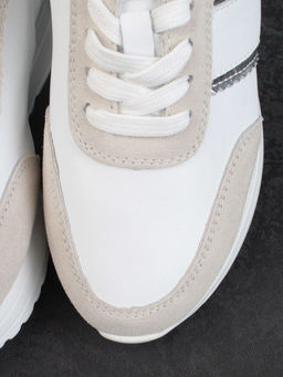 05-PDE40-2 WHITE/BEIGE Кроссовки женские (натуральная кожа, натуральная замша)