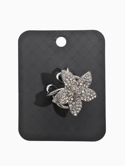 Кольцо для платка "Цветок Лилии", цвет белый в серебре