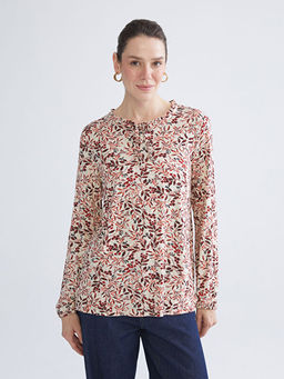 Ba?lamal? Yaka Desenli Bluz