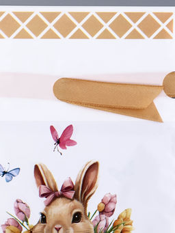 Цена за 50 шт. Пакет полиэтиленовый подарочный «Заяц с цветами», с завязками, 15×23 см МИКС