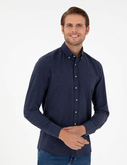 Lacivert Slim Fit Uzun Kollu G_mlek