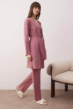 Gul Kurusu Pamuk Polyester Duz Kaskorse Orme Pijama Tak?m? THMAW26PT00215 - Trendyolmilla фото 5