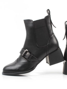 01-J4B-9A BLACK Ботинки "Челси" демисезонные женские (натуральная кожа, байка)