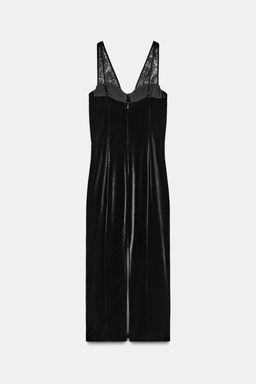 VELVET LACE MIDI DRESS - Zara фото 6