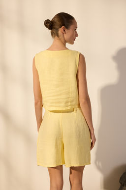 Sar? %100 Keten Dugme Detayl? Dokuma Bluz TWOSS26BZ00254 - Trendyolmilla фото 4