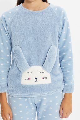 Trendyolmilla Lila 3lu Kalpli Uyku Bantl? Polar K?sl?k Orme Pijama Tak?m? THMAW21PT0666 фото 6